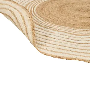 Round Jute Area Rug 140 cm Beige and White MELEKLI