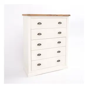 Cosenza 5 Drawer Chest of Drawers Brass Cup Handle