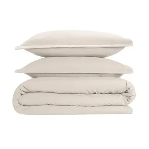 Super Soft 250 TC Microfibre Reversible Plain Duvet Cover Set Cream / Double Duvet Cover + 2 Pillowcases