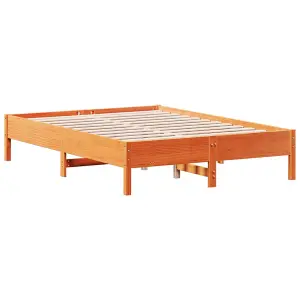 Berkfield Bed Frame without Mattress Wax Brown 135x190 cm Double Solid Wood Pine