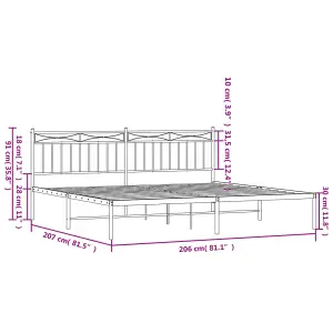 Berkfield Metal Bed Frame with Headboard White 200x200 cm