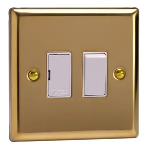 Varilight 1-Gang 13A Double Pole Switched Fused Spur Polished Brass