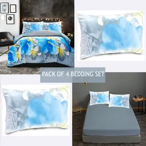 Microfiber Floral Duvet Cover Set with Pillowcases Super King