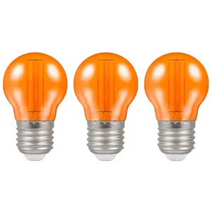 Crompton Lamps LED Golfball 4.5W E27 Harlequin IP65 Orange Translucent (3 Pack)