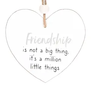 Something Different Friendship Is... Heart Hanging Sentiment Sign White (One Size)