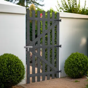 Wooden Garden Picket Gate Pedestrian Gate Carbonized Wood Garden Fence Gate, 90cm W x 180cm H