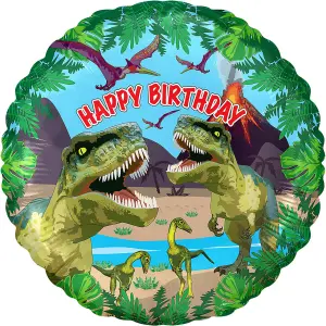 Oaktree Metallic Dinosaur Happy Birthday Balloon Blue/Green (One Size)