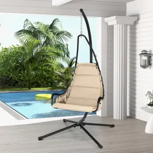 Costway Hanging Swing Chair W/ Heavy-Duty Metal Stand Hammock W/ Extra Large Padded Seat