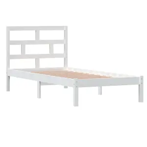 Berkfield Bed Frame White Solid Wood 90x190 cm 3FT Single