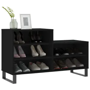 Berkfield Shoe Cabinet Black 102x36x60 cm Engineered Wood