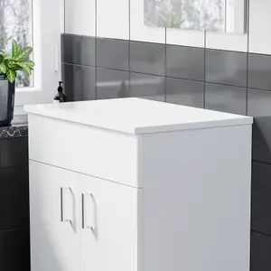 Nes Home 605mm Gloss White MDF Bathroom Worktop For Vanity Cabinet