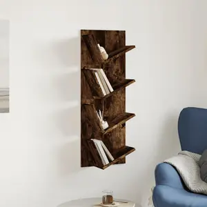 Alpen Home Wall Bookshelf 4-Tier Smoked Oak 33X16x90 Cm Smoked Oak