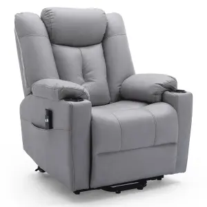 Afton Electric Fabric Single Motor Riser Recliner Lift Mobility Tilt Chair Grey