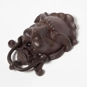 Homescapes Brown Cast Iron Lion Head Traditional Door Knocker