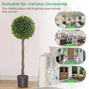 Costway Artificial Boxwood Topiary Tree Fake Greenery Plant Topiary Ball Tree