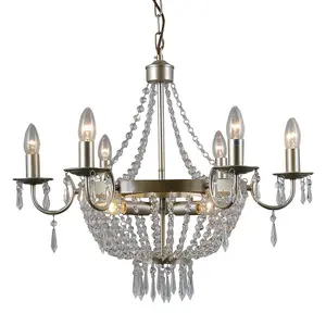 Luminosa Hanging Pendant Champagne 9 Light  with Crystal Glass Shade, E14