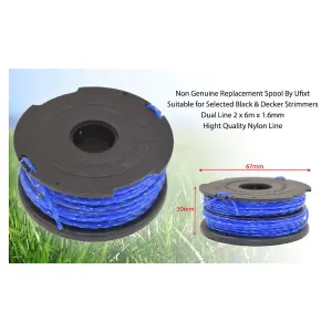 Black & Decker Strimmer Spool and Dual Line 2 x 6m x 1.6mm by Ufixt