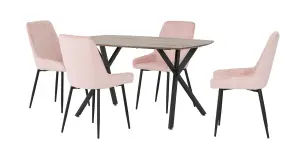 Athens Rectangular Oak Effect Dining Table Set with 4 Avery Pink Chairs