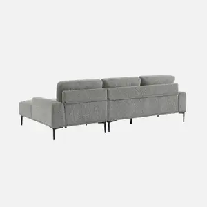 sweeek. 3-seater sofa in fabric and metal right-hand corner Atlanta Charcoal Grey 134x260x84 cm