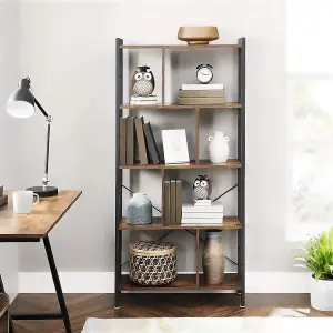 VASAGLE Bookshelf, Industrial Bookcase, Floor Standing Bookcase, Large 4-Tier Storage Rack in Living Room Office Study