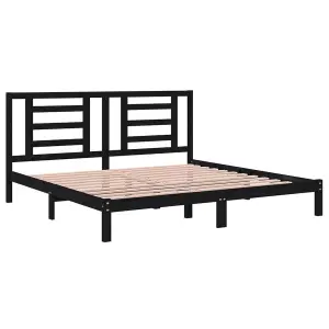 Berkfield Bed Frame Black Solid Wood Pine 200x200 cm