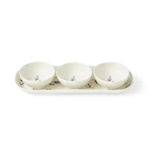 Sophie Conran for Portmeirion Lavandula 3 Bowl & Tray Set Boxed Set-Tray 27.5 x 10cm, Bowls 8cm