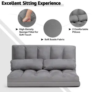 Costway 3 IN 1 Folding Lazy Sofa Bed Floor Sleeper Seat 6-Position Adjustable 2 Pillows