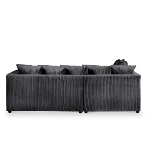 Chicago Jumbo Cord Left Hand Facing Corner Sofa Black