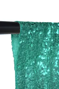 Neel Blue Shiny Fabric Sequin Backdrop Glitter Curtain, Emerald Green - 4ft x 9ft