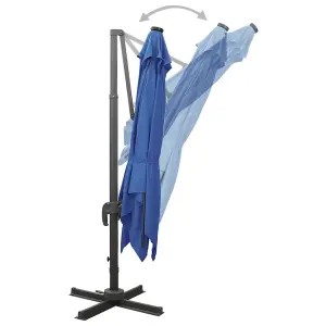 Berkfield Cantilever Umbrella with Pole and LED Lights Azure Blue 300 cm