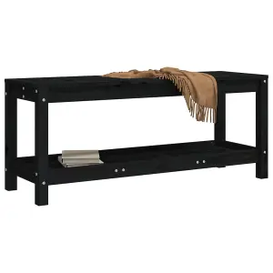 Berkfield Garden Bench Black 108x35x45 cm Solid Wood Pine