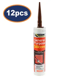 Silicone Sealant Everbuild Brown 12pcs General Purpose 280ml Waterproof Seal