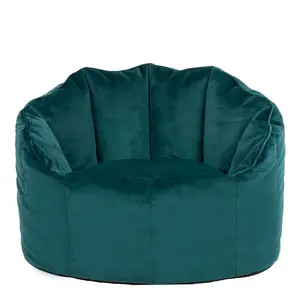 Icon Velvet Bean Bag Chair & Footstool Teal Green