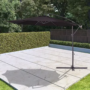 BillyOh 3m Garden Parasol Cantilever 8 Ribs with Crank - Black