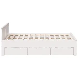 Berkfield Bed Frame without Mattress with Headboard White 200x200 cm Solid Wood Pine