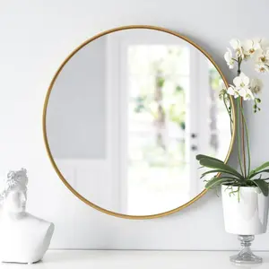 Baum Metal Flat Wall Mirror Gold / 50 cm H x 50 cm W