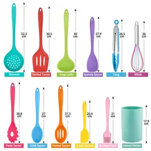 Ebern Designs Jaciya 12 Piece Cooking Utensil Set Red/Blue/Yellow