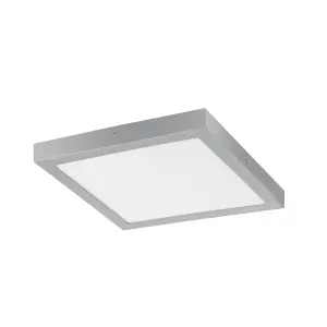 Wall / Ceiling Light Silver 400mm Square Surface Mounted 25W LED 3000K