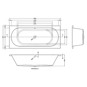 Otley 1800 x 800mm Double Ended Bath