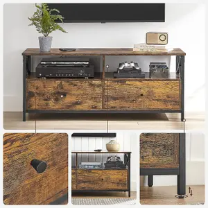 VASAGLE TV Cabinet, TV Unit for 55-Inch TV, Living Room, with 2 Drawers, 2 Storage Shelves, 120 x 40 x 50 cm, Steel Frame