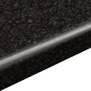 GoodHome 38mm Kabsa Gloss Black Granite effect Laminate Post-formed Kitchen Worktop, (L)3000mm