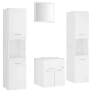 Berkfield Bathroom Furniture Set White Engineered Wood