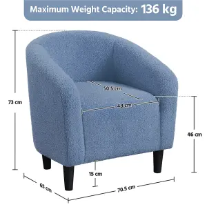 Yaheetech Blue Upholstered Boucle Club Chair Accent Barrel Chair