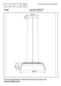 Lucide VIXI - Pendant light - 45 cm - LED Dim. - 1x22,6W 2900K - Smoke Grey