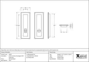 From The Anvil Polished Nickel 175mm Art Deco Rectangular Pull -Privacy Set