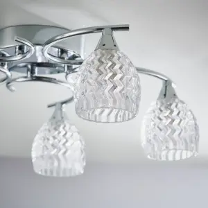 Anson Lighting Georgia Chrome and Clear Glass 5 Light Semi Flush Ceiling Fitting