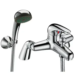 Chrome Lever Bath Shower Mixer Tap + Single Mode Head and Fixed Wall Bracket