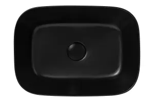 Bathroom Countertop Basin Oval Sit On Sink 455mm 45.5cm Black Ceramic Hapi