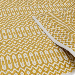 Gold Outdoor Rug, Geometric Stain-Resistant Rug For Patio Decks Garden Balcony, 2mm Modern Outdoor Rug-160cm X 230cm