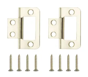 Brass-plated Metal Flush Door hinge NO92 (L)38mm (W)38mm, Pack of 2